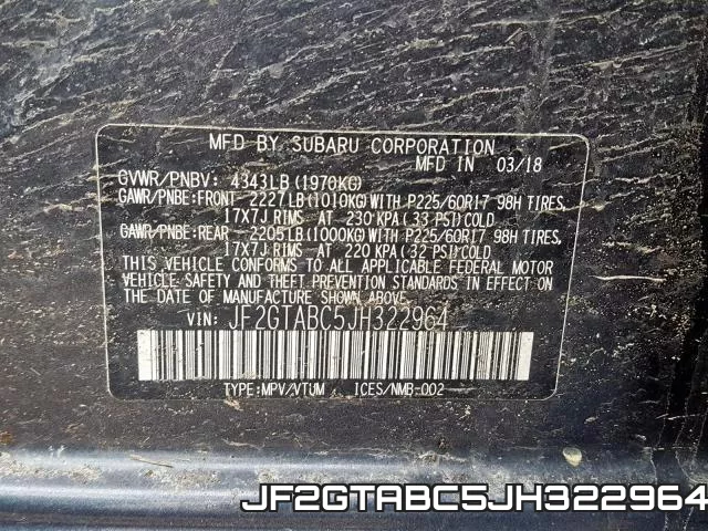 JF2GTABC5JH322964 фото 2