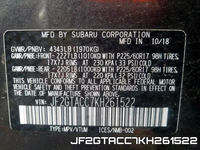 JF2GTACC7KH261522 фото 2