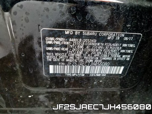 JF2SJAEC7JH456080 фото 2