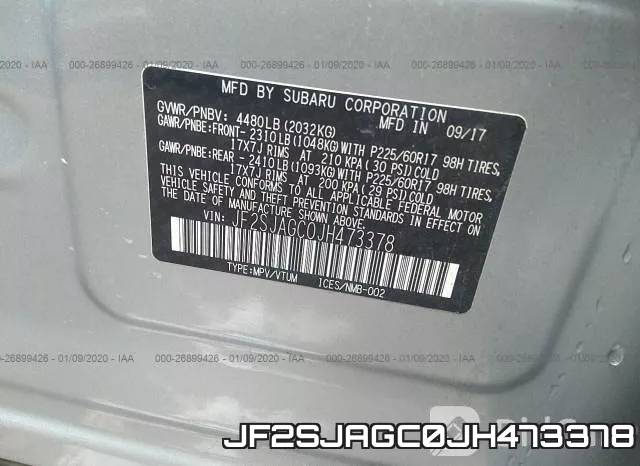 JF2SJAGC0JH473378 фото 9