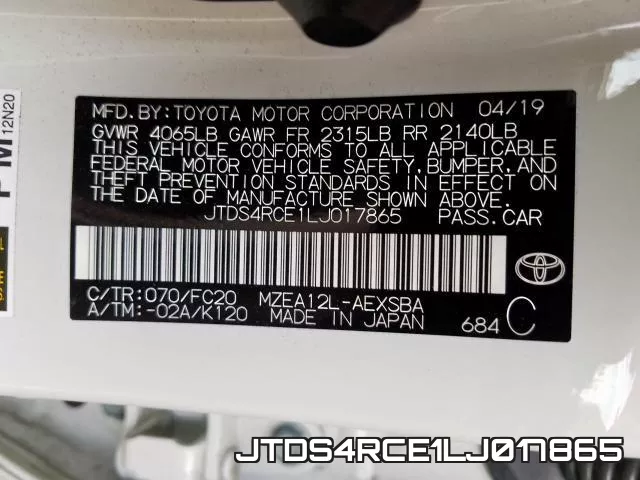 JTDS4RCE1LJ017865 фото 2