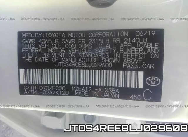 JTDS4RCE8LJ029608 фото 8