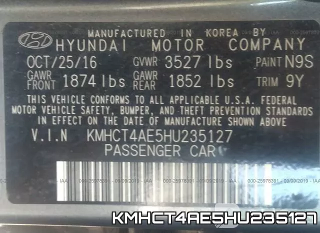 KMHCT4AE5HU235127 фото 5