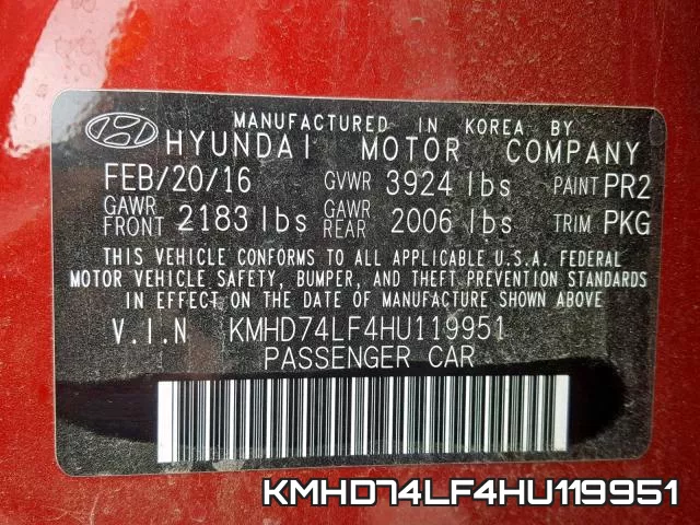 KMHD74LF4HU119951 фото 2