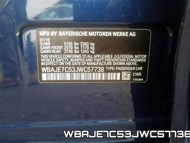 WBAJE7C53JWC57738 фото 2