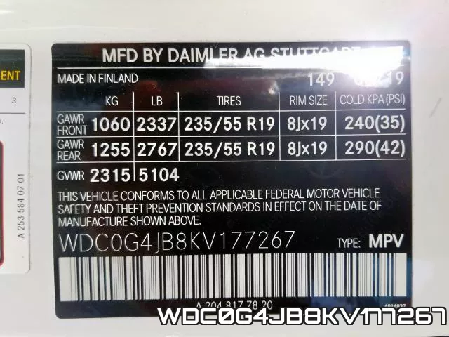 WDC0G4JB8KV177267 фото 2