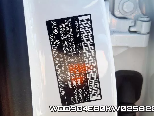 WDD3G4EB0KW025822 фото 2