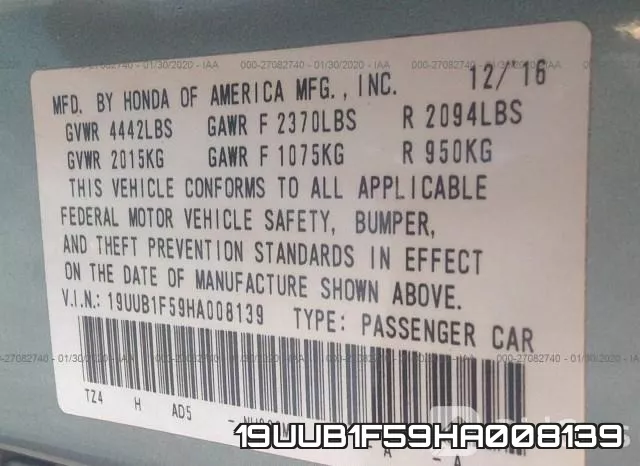 19UUB1F59HA008139 фото 9