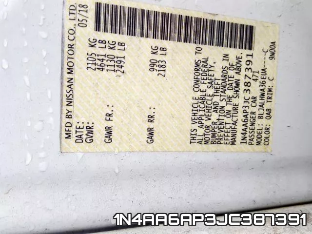 1N4AA6AP3JC387391 фото 2