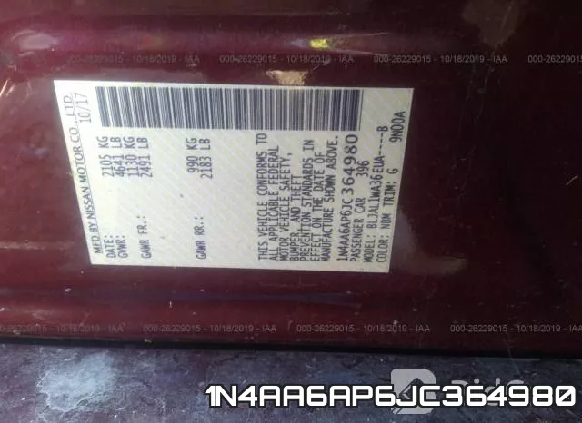 1N4AA6AP6JC364980 фото 10