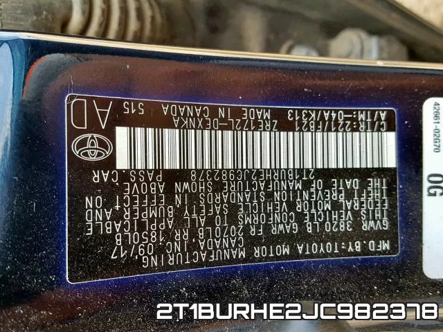 2T1BURHE2JC982378 фото 2