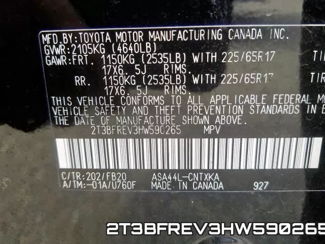 2T3BFREV3HW590265 фото 2