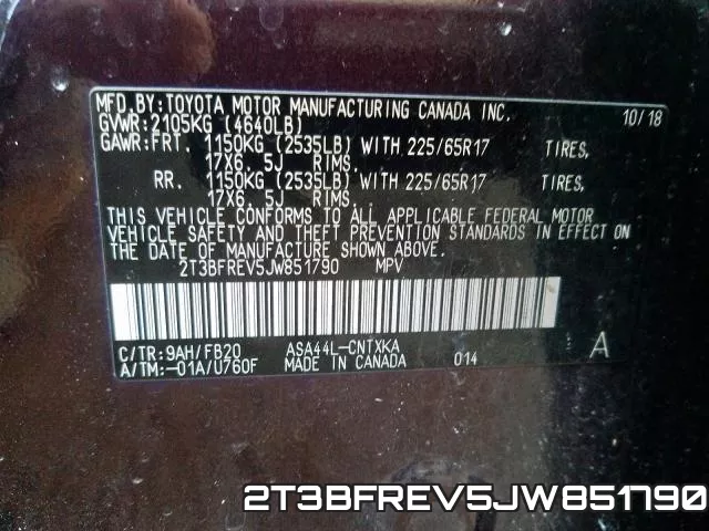 2T3BFREV5JW851790 фото 2