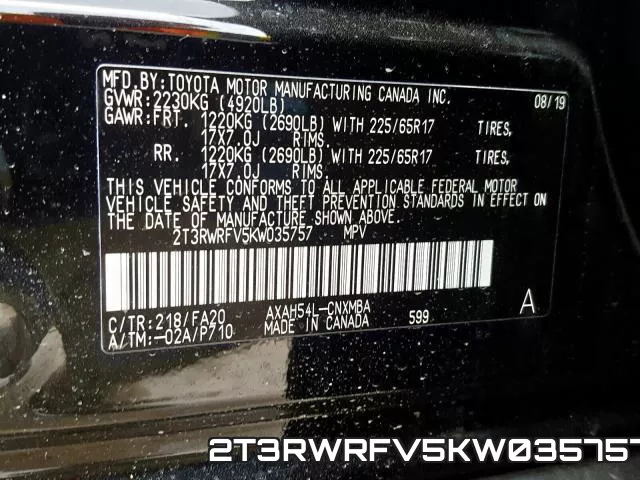 2T3RWRFV5KW035757 фото 2