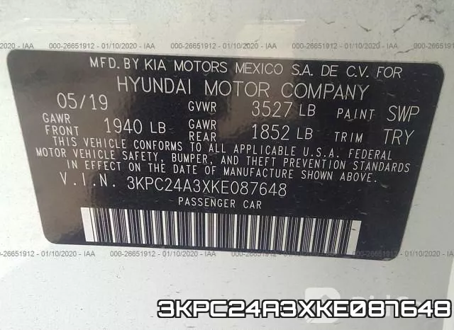 3KPC24A3XKE087648 фото 7