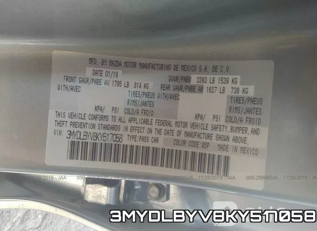 3MYDLBYV8KY517058 фото 7