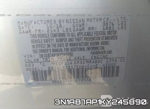 3N1AB7AP1KY245890 фото 9