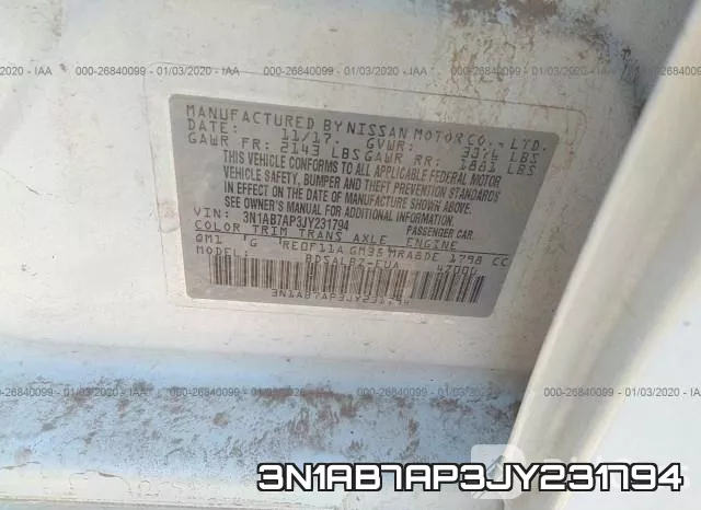3N1AB7AP3JY231794 фото 8