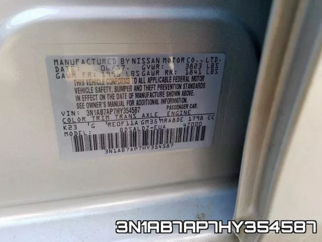 3N1AB7AP7HY354587 фото 2