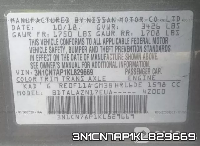 3N1CN7AP1KL829669 фото 8