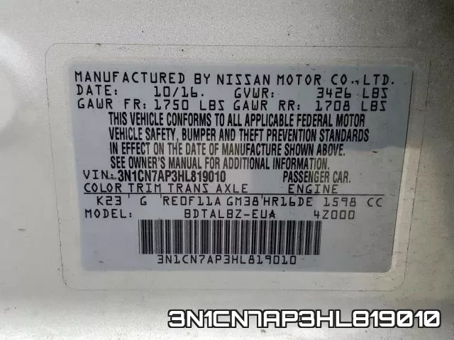 3N1CN7AP3HL819010 фото 2