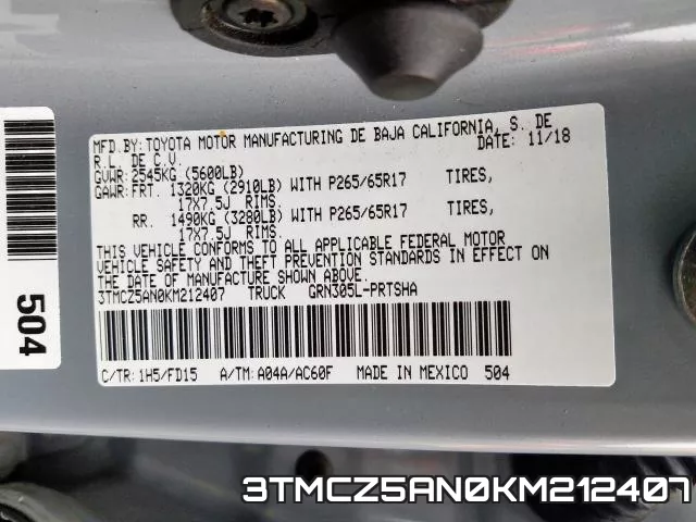 3TMCZ5AN0KM212407 фото 2
