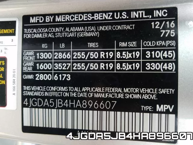 4JGDA5JB4HA896607 фото 2