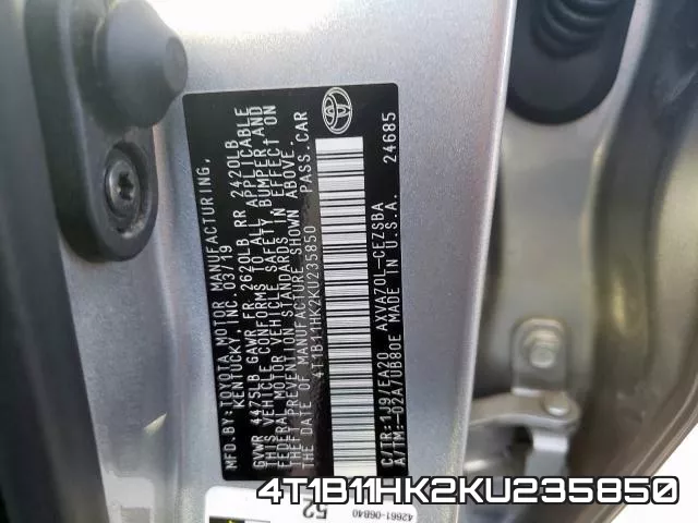 4T1B11HK2KU235850 фото 2