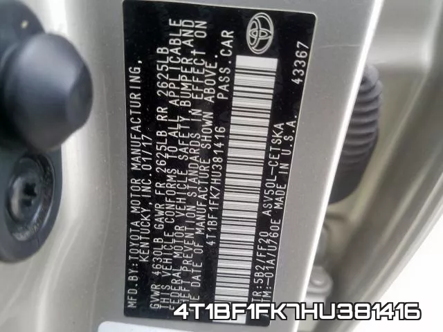 4T1BF1FK7HU381416 фото 2