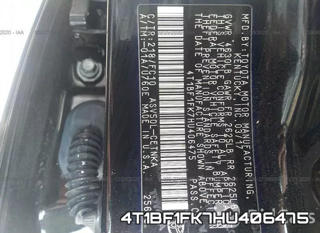 4T1BF1FK7HU406475 фото 8
