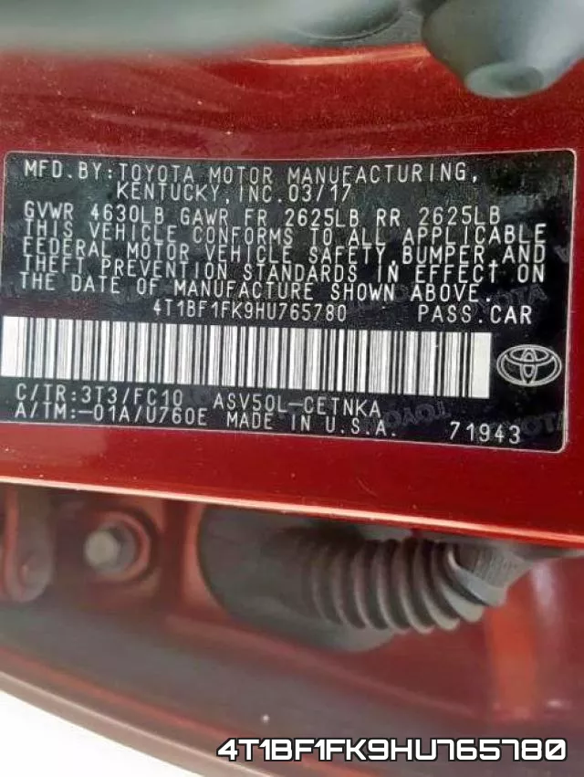 4T1BF1FK9HU765780 фото 2