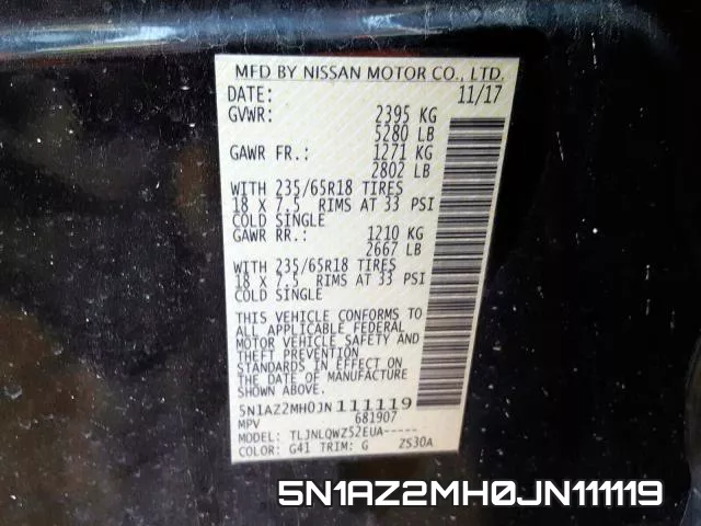 5N1AZ2MH0JN111119 фото 2