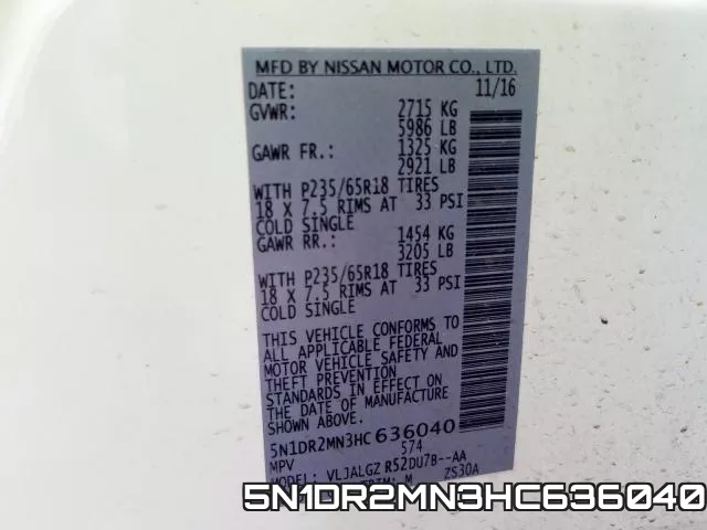 5N1DR2MN3HC636040 фото 2