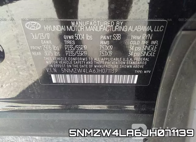 5NMZW4LA6JH071139 фото 8
