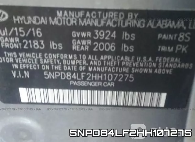 5NPD84LF2HH107275 фото 7