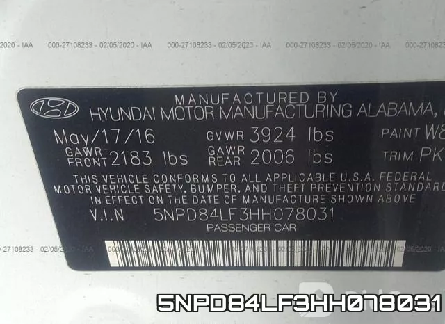 5NPD84LF3HH078031 фото 6