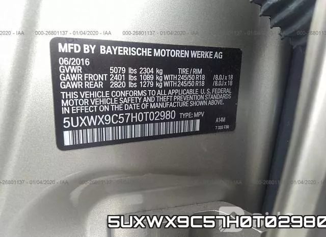 5UXWX9C57H0T02980 фото 9