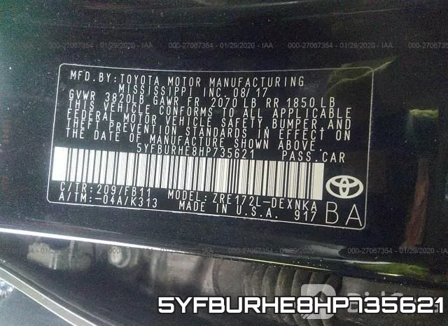 5YFBURHE8HP735621 фото 9