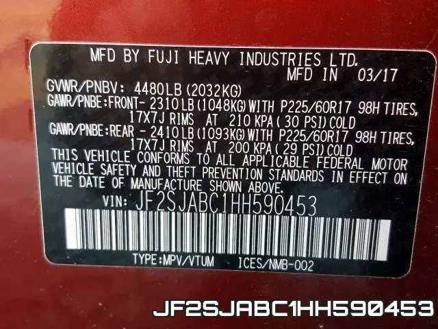 JF2SJABC1HH590453 фото 2