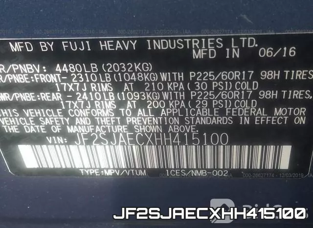 JF2SJAECXHH415100 фото 9
