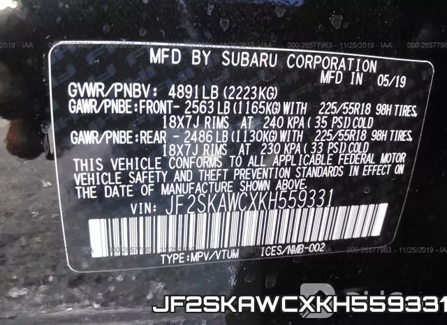 JF2SKAWCXKH559331 фото 10
