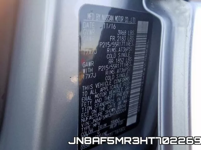 JN8AF5MR3HT702269 фото 2