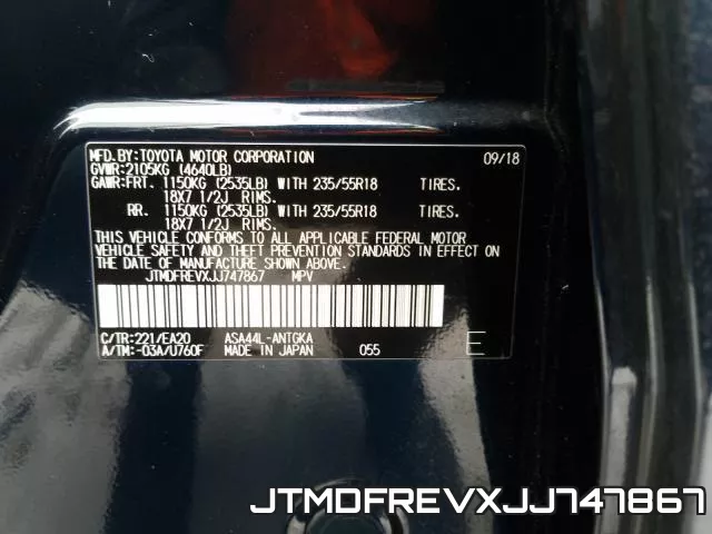 JTMDFREVXJJ747867 фото 2