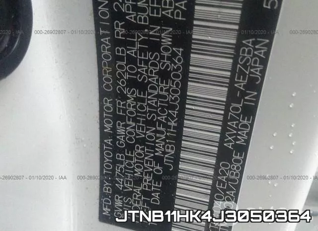 JTNB11HK4J3050364 фото 9