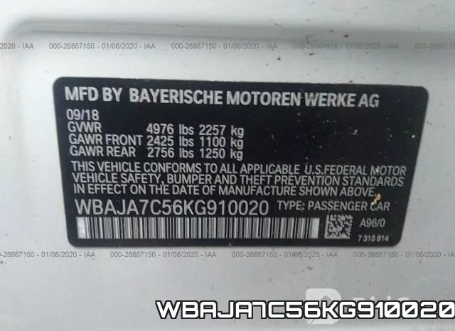 WBAJA7C56KG910020 фото 9