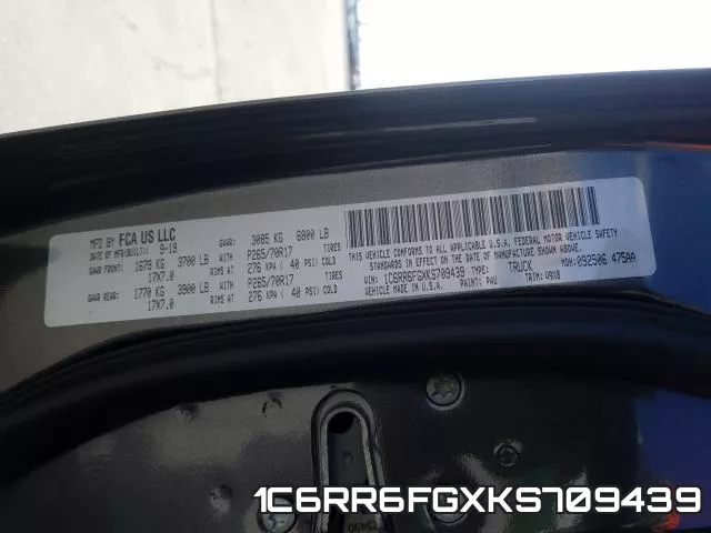 1C6RR6FGXKS709439 фото 2