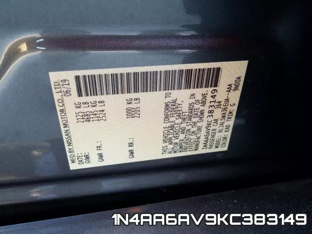1N4AA6AV9KC383149 фото 2