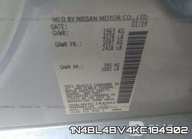1N4BL4BV4KC184902 фото 7