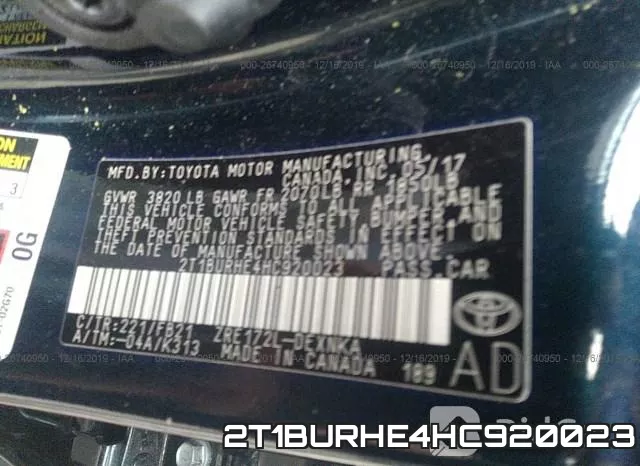 2T1BURHE4HC920023 фото 9