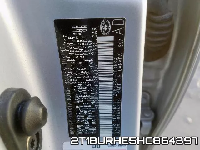 2T1BURHE5HC864397 фото 2
